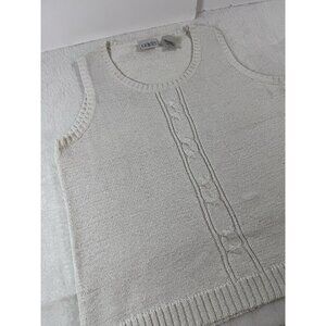 Vintage Villager Sport‎ Cableknit Sweater Vest White Cottagecore Sleeveless Sz L